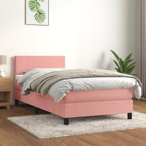 Box spring postel s matrací růžová 90x200 cm samet 3141166