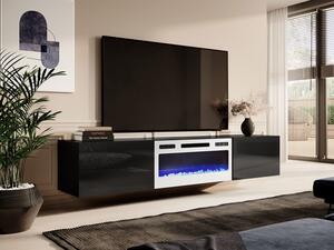 TV stolek Koda 200 s krbem, Barva: černý / černý lesk, Krb: černý Mirjan24 5903211151798