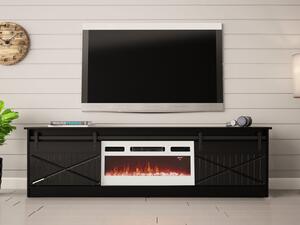 TV stolek Sarinero s krbem, Barva: černý / černý lesk, Krb: černý Mirjan24 5903211164965