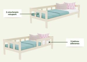 Dětská jednolůžková postel FENCE 4v1 se zábranou - Nelakovaná, 90x160 cm, S jednou zábranou