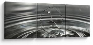Obraz kapky vody (s hodinami) (90x30 cm)