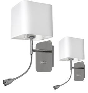 Nástěnné svítidlo Napoli, 1x bílé textilní stínítko + 1xLED 1w, ch