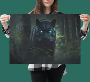 Plakát - Černý panter (puma) v lese FeelHappy.cz Velikost plakátu: A4 (21 × 29,7 cm)