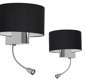 Nástěnné svítidlo Napoli, 1x černé textilní stínítko + 1xLED 1w, ch