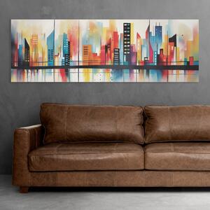 Obraz na plátně - Abstraktní barevné moderní město FeelHappy.cz Velikost obrazu: 60 x 20 cm