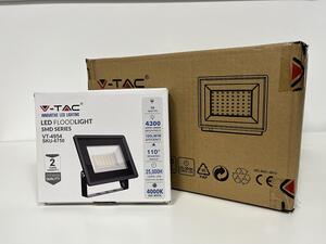 V-TAC Černý LED reflektor 50W, 8+2ks zdarma, Studená bílá 6000 - 6500K