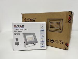 V-TAC Bílý LED reflektor 50W, 8+2ks zdarma, Studená bílá 6000 - 6500K