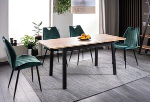 Stůl Ikar 125(165)x75 + 4 židle Arco Velvet zelený Bluvel 78, černý Signal