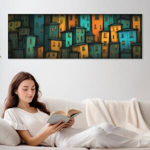 Obraz na plátně - Noční městečko Amber FeelHappy.cz Velikost obrazu: 120 x 40 cm