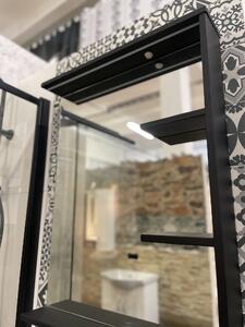 Kingsbath Broadway Black 80 koupelnové zrcadlo s poličkami a LED osvětlením