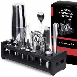 Barmanská sada PRESTON, 17 dílů – chrom