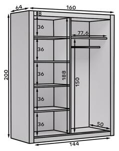 Šatní skříň s posuvnými dveřmi Morell - 160 cm Barva: Bílá