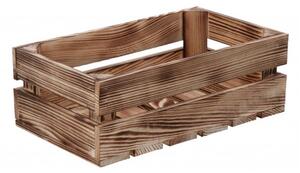 ČistéDřevo Opálená dřevěná bedýnka 34 x 20 x 12 cm