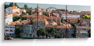 Obraz - Letecký pohled na město (s hodinami) (90x30 cm)