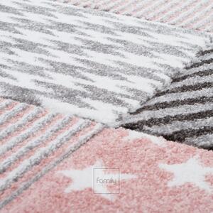 Vzorovaný růžový kulatý koberec do dětského pokoje