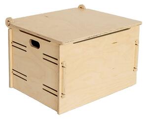 Dřevěný úložný box s víkem - Růžová