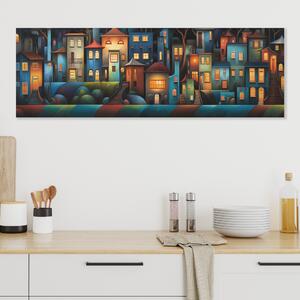 Obraz na plátně - Noční ulice v Los del Garrien FeelHappy.cz Velikost obrazu: 120 x 40 cm