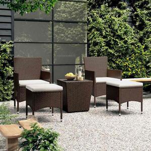 5dílný zahradní bistro set polyratan a tvrzené sklo hnědý 3058371