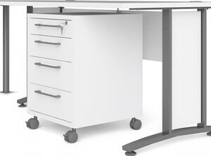 Rohový kancelářský stůl s kontejnerem Prima 80400/304 bílý - TVI