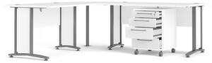 Rohový kancelářský stůl s kontejnerem Prima 80400/304 bílý - TVI