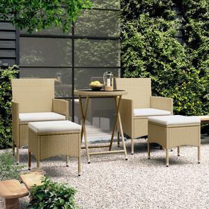 5dílný zahradní bistro set polyratan a tvrzené sklo béžový 3058390