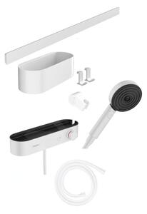 Hansgrohe WallStoris, Set sprchové hlavice 105, 3 proudy, termostatu a koupelnových doplňků, matná bílá 24250700