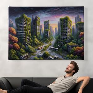 Obraz na plátně - Opuštěné zarostlé velkoměsto FeelHappy.cz Velikost obrazu: 150 x 100 cm