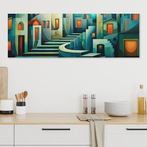 Obraz na plátně - Ulička se schody v Maurient FeelHappy.cz Velikost obrazu: 150 x 50 cm
