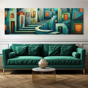 Obraz na plátně - Ulička se schody v Maurient FeelHappy.cz Velikost obrazu: 210 x 70 cm
