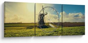 Obraz - Větrný mlýn (s hodinami) (90x30 cm)