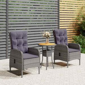 3dílný zahradní bistro set polyratan šedý 3058543