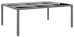 Zahradní stůl 200 x 150 x 75 cm tvrzené sklo a polyratan šedý 310587