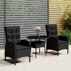 3dílný zahradní bistro set polyratan černý 3058548