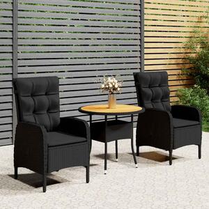 3dílný zahradní bistro set polyratan černý 3058549