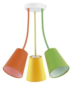 TK LIGHTING Bodový lustr - WIRE 2106, Ø 70 cm, 230V/15W/3xE27, oranžová/žlutá/zelená
