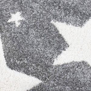 Kvalitní šedý kulatý koberec STARS