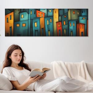 Obraz na plátně - Podvečerní podzimní ulice Rubeaux FeelHappy.cz Velikost obrazu: 120 x 40 cm