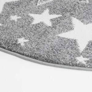 Kvalitní šedý kulatý koberec STARS