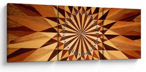 Obraz - Dřevěná koláž (s hodinami) (90x30 cm)