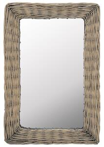 Zrcadlo s proutěným rámem 40 x 60 cm hnědé