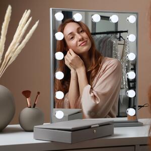 MMIRO, L605V, Hollywoodské make-up zrcadlo s LED osvětlením 42 x 51 cm | stříbrná L605V