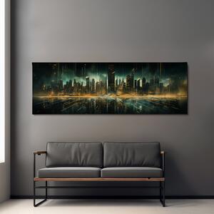 Obraz na plátně - Futuristické město - Zlatá Éra FeelHappy.cz Velikost obrazu: 150 x 50 cm