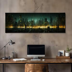 Obraz na plátně - Futuristické město - Záblesk budoucnosti FeelHappy.cz Velikost obrazu: 120 x 40 cm