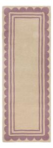 Ručně tkaný vlněný běhoun ve fialovo-přírodní barvě 80x230 cm Lois Scallop – Flair Rugs