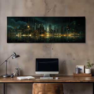 Obraz na plátně - Futuristické město - Ve stínu budoucnosti FeelHappy.cz Velikost obrazu: 150 x 50 cm