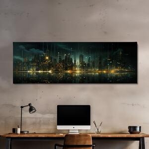 Obraz na plátně - Futuristické město - Ve stínu budoucnosti FeelHappy.cz Velikost obrazu: 90 x 30 cm