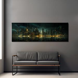Obraz na plátně - Futuristické město - Ve stínu budoucnosti FeelHappy.cz Velikost obrazu: 120 x 40 cm