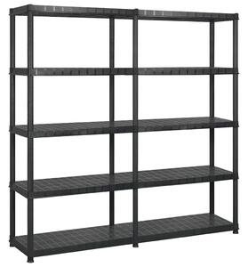 Úložný regál 5patrový černý 170 x 40 x 185 cm plast 3059853