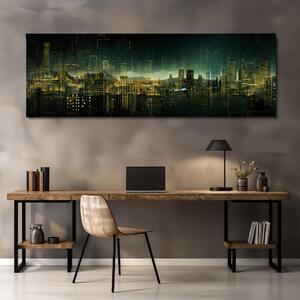 Obraz na plátně - Futuristické město - Světelná Abstrakce FeelHappy.cz Velikost obrazu: 90 x 30 cm
