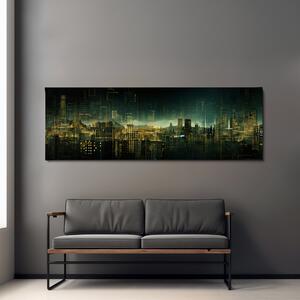 Obraz na plátně - Futuristické město - Světelná Abstrakce FeelHappy.cz Velikost obrazu: 120 x 40 cm